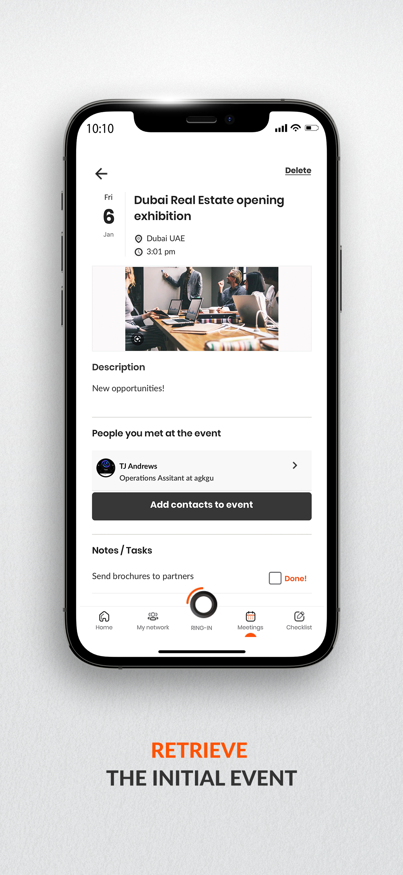 Retrieve the initial meeting